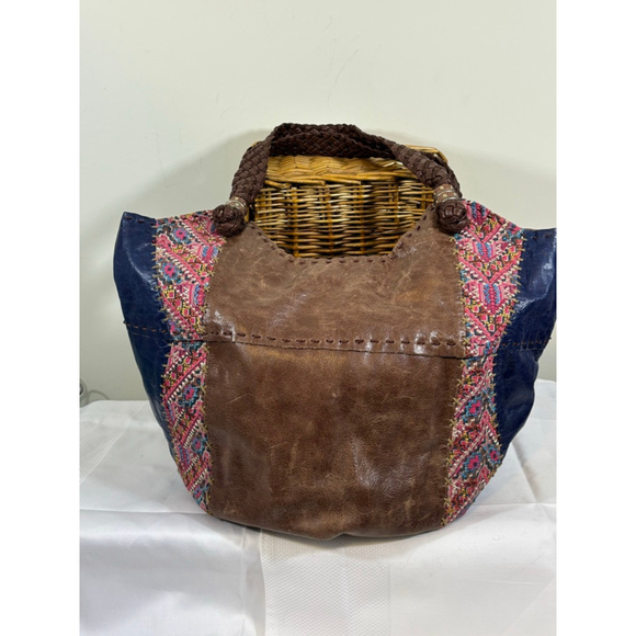 The Sak Handbags - The Sak Brown and Blue Tote with Pink Accents
